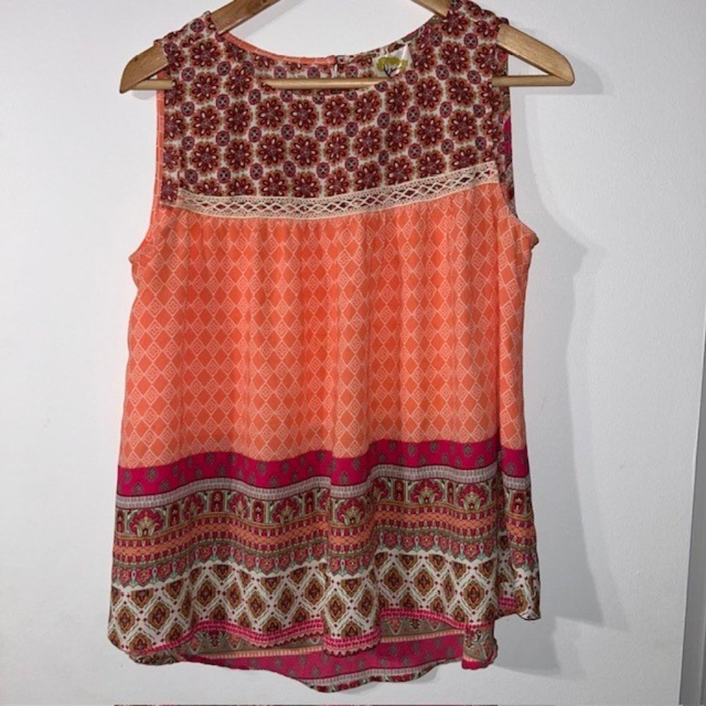 Anthropologie Fig and Flower Women Multicolor Sleeveless Top Blouse Sz S NWOT